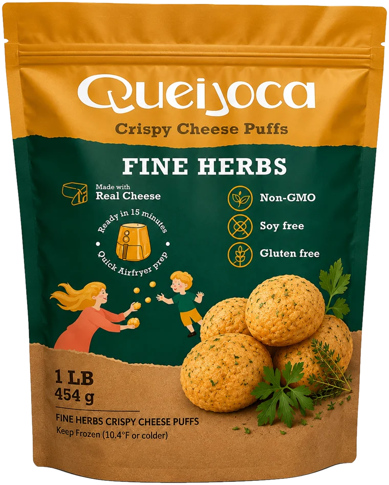 Queijoca Fine Herbs crispy cheese puffs package